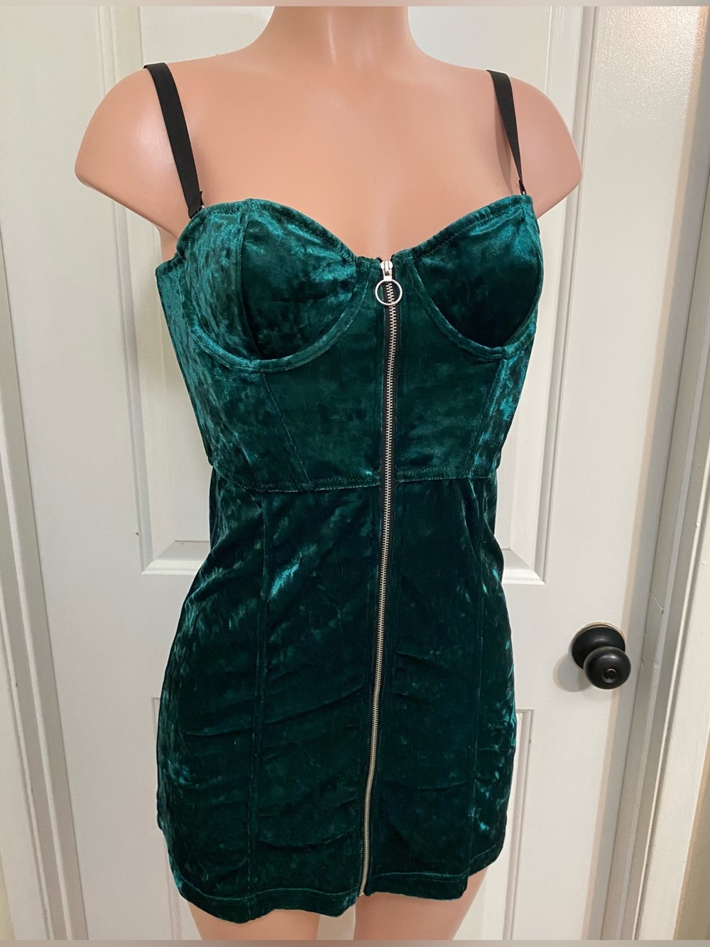 NWT Urban outfitters velvet green bustier dress.